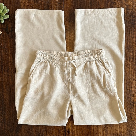 Serra | Linen Blend Tan Wide Leg Pants, NWT - Picture 2 of 6